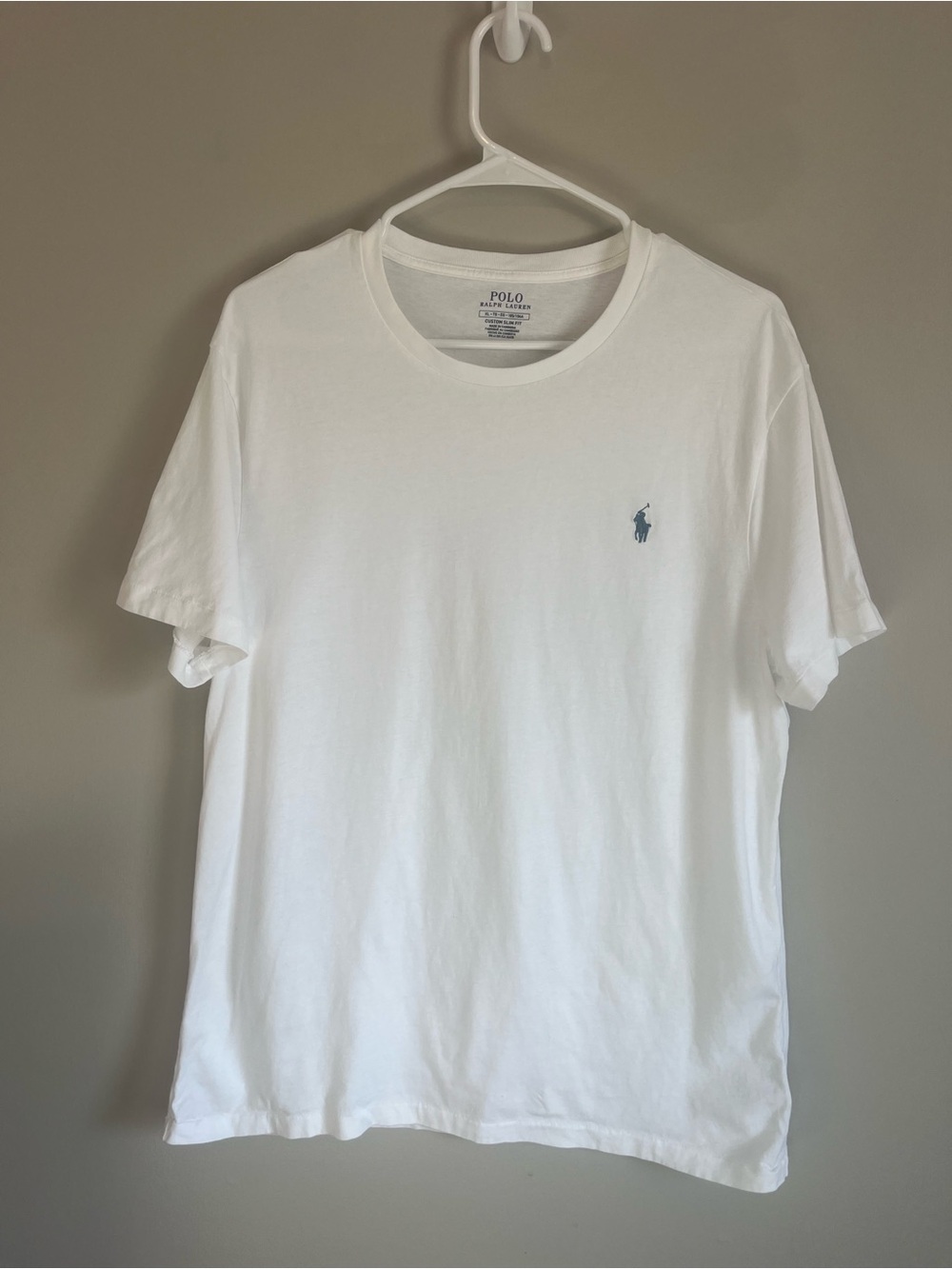 Polo by Ralph Lauren White Short Sleeve Crewneck T-Shirt with Blue Pony,XL